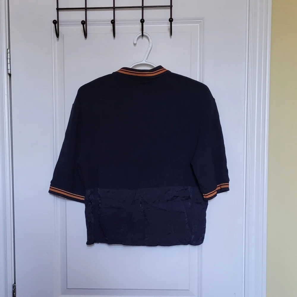 Mango golf shirt pull over top short sleeve dark blue preppy sporty size XS - Picture 8 of 15
